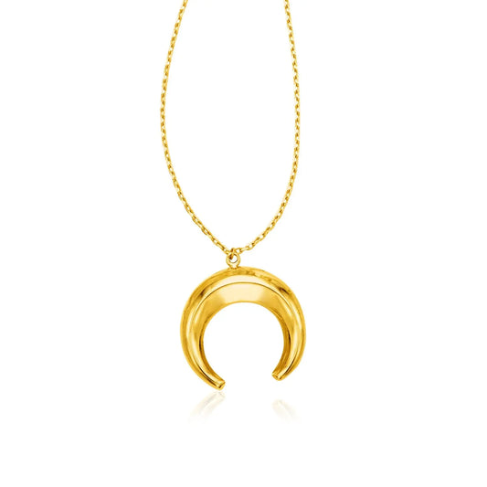 14k Yellow Gold 17 inch Necklace with Domed Moon Motif Pendant RCJ Necklaces  CELESTIA LUXE JEWELLERS