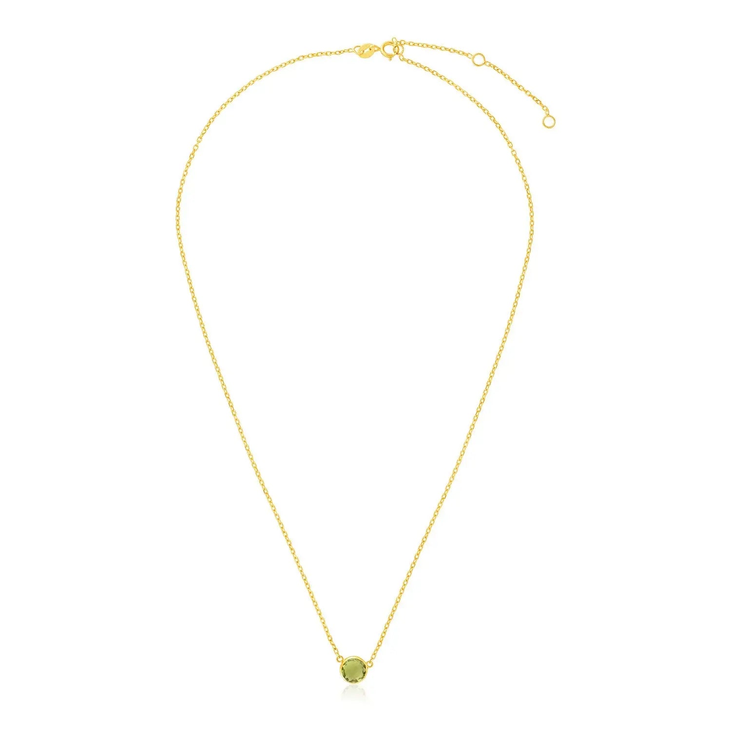 14k Yellow Gold 17 inch Necklace with Round Peridot RCJ Necklaces  CELESTIA LUXE JEWELLERS