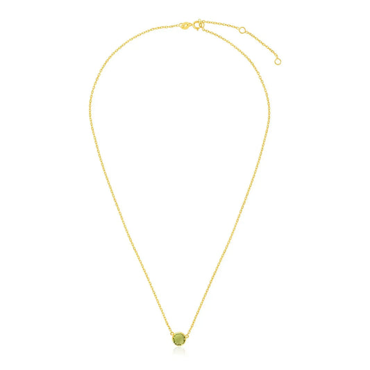 14k Yellow Gold 17 inch Necklace with Round Peridot RCJ Necklaces  CELESTIA LUXE JEWELLERS