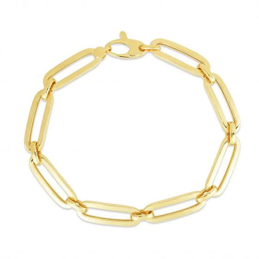 14k Yellow Gold 7 1/2 inch Bombay Paperclip Chain Bracelet (7.00 mm) RCJ Bracelets  CELESTIA LUXE JEWELLERS