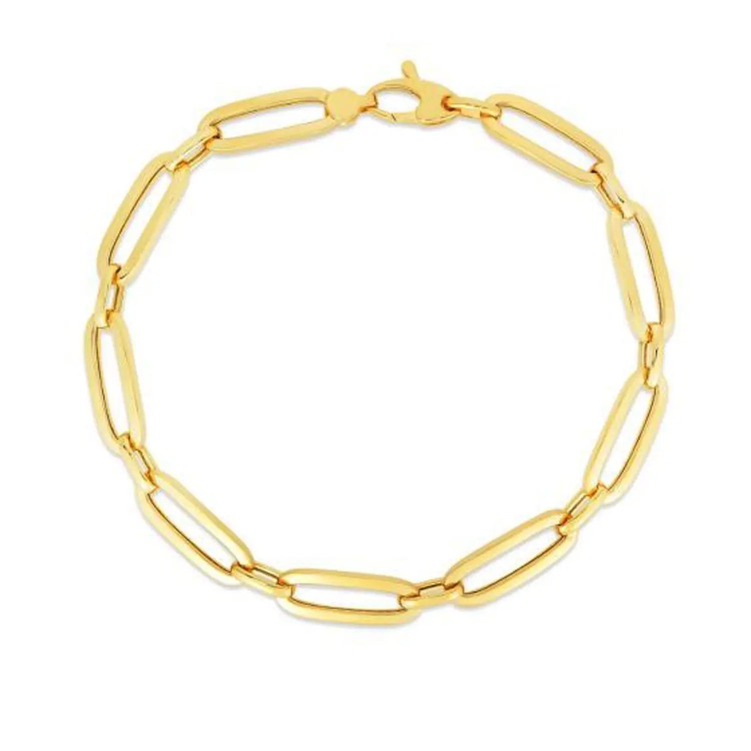 14k Yellow Gold 7 1/4 inch Bombay Paperclip Chain Bracelet (5.60 mm) RCJ Bracelets  CELESTIA LUXE JEWELLERS