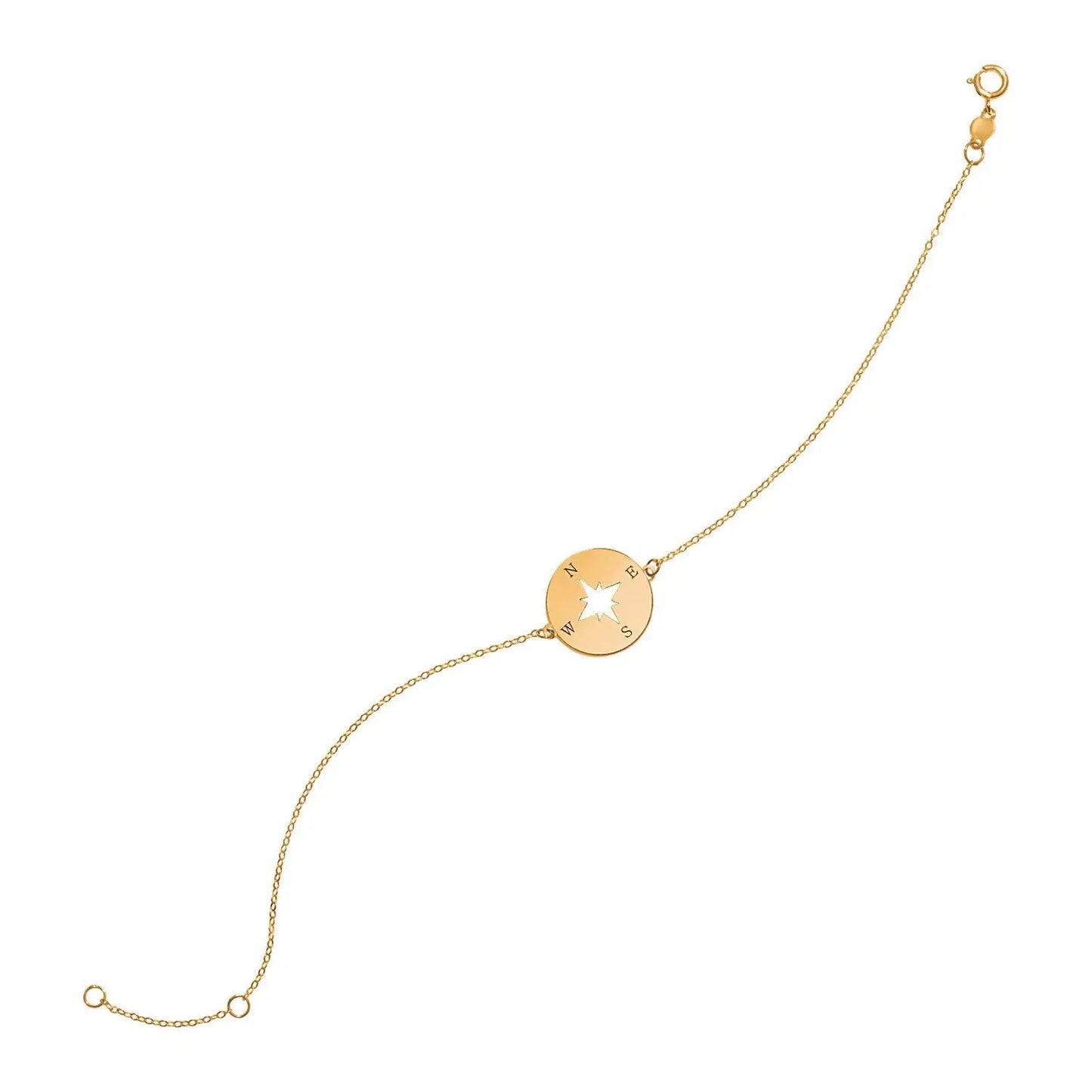 14k Yellow Gold 7 inch Bracelet with Compass (1.00 mm) RCJ Bracelets  CELESTIA LUXE JEWELLERS