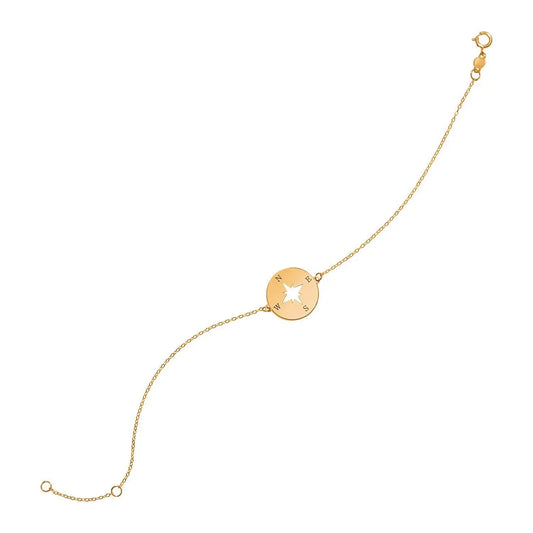 14k Yellow Gold 7 inch Bracelet with Compass (1.00 mm) RCJ Bracelets  CELESTIA LUXE JEWELLERS
