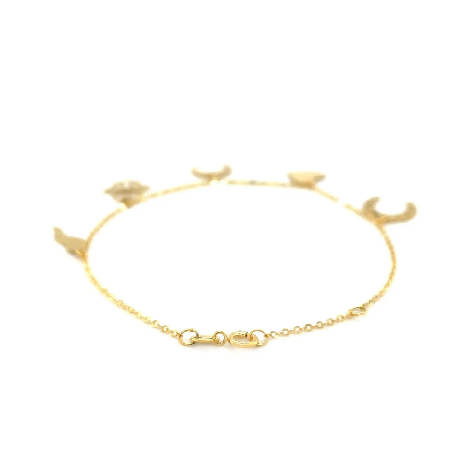 14k Yellow Gold 7 inch Bracelet with Polished Charms RCJ Bracelets  CELESTIA LUXE JEWELLERS