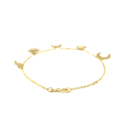 14k Yellow Gold 7 inch Bracelet with Polished Charms RCJ Bracelets  CELESTIA LUXE JEWELLERS