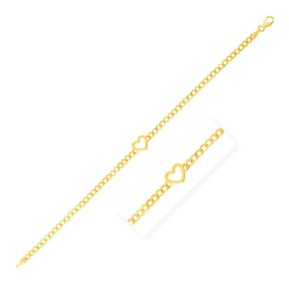 14k Yellow Gold 7 inch Curb Chain Bracelet with Heart (3.40 mm) RCJ Bracelets  CELESTIA LUXE JEWELLERS