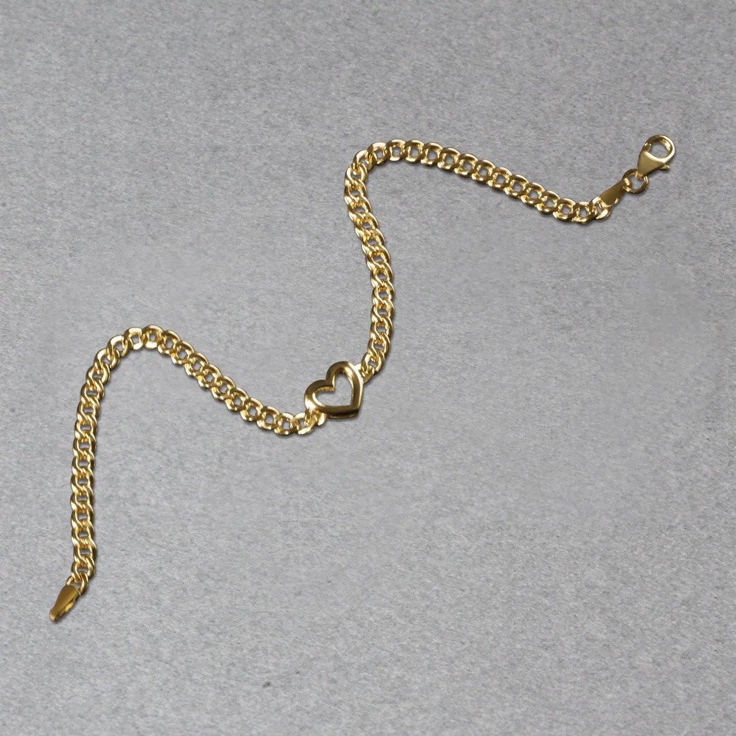 14k Yellow Gold 7 inch Curb Chain Bracelet with Heart (3.40 mm) RCJ Bracelets  CELESTIA LUXE JEWELLERS