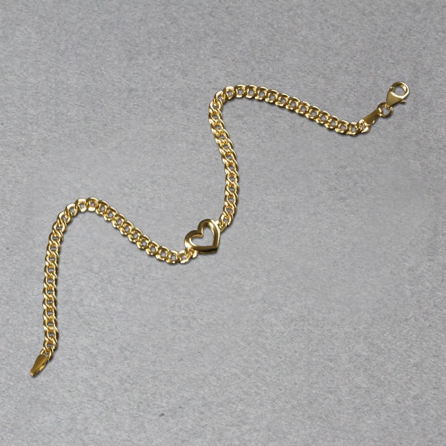 14k Yellow Gold 7 inch Curb Chain Bracelet with Heart (3.40 mm) RCJ Bracelets  CELESTIA LUXE JEWELLERS