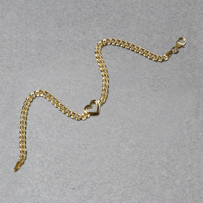 14k Yellow Gold 7 inch Curb Chain Bracelet with Heart (3.40 mm) RCJ Bracelets  CELESTIA LUXE JEWELLERS