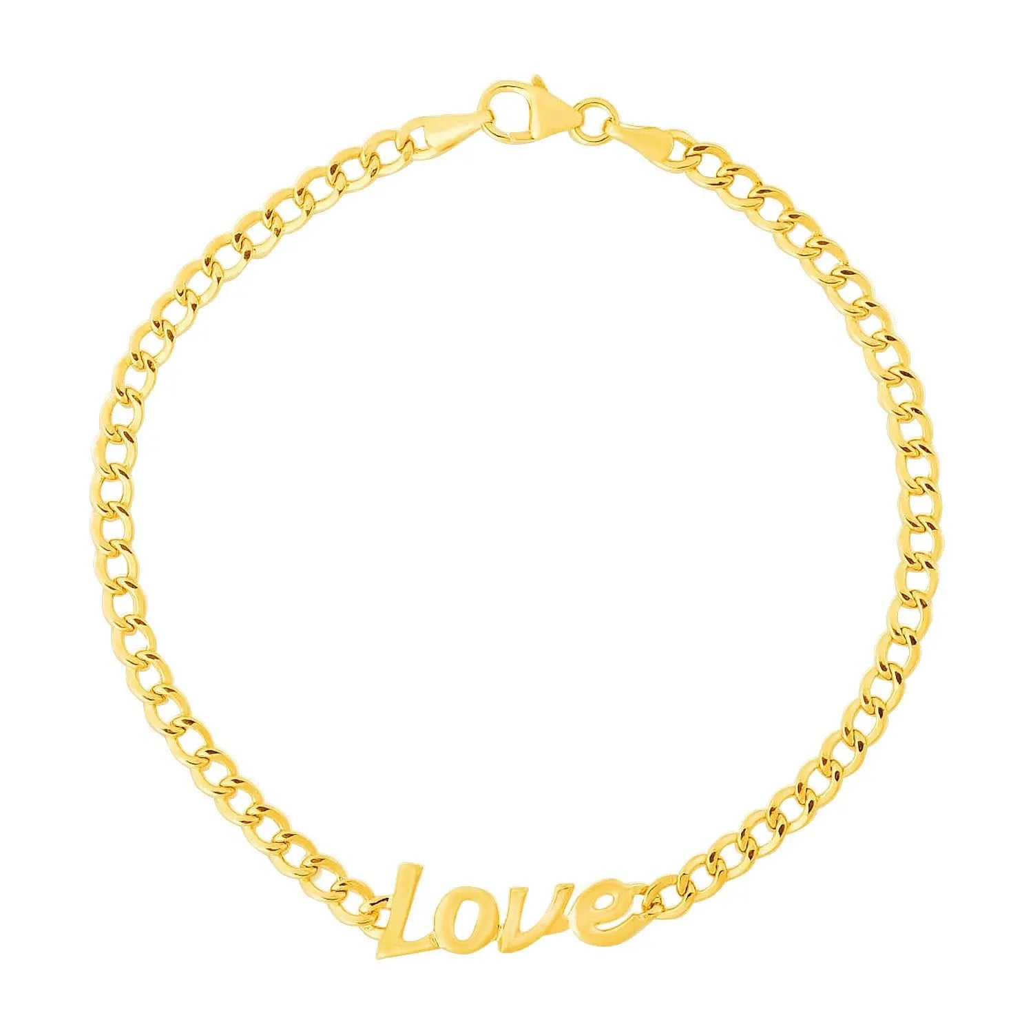 14k Yellow Gold 7 inch Curb Chain Love Bracelet RCJ Bracelets  CELESTIA LUXE JEWELLERS