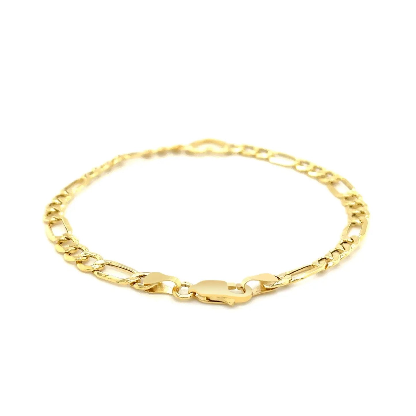 14k Yellow Gold 7 inch Figaro Chain Bracelet with Heart (4.50 mm) RCJ Bracelets  CELESTIA LUXE JEWELLERS
