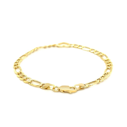 14k Yellow Gold 7 inch Figaro Chain Bracelet with Heart (4.50 mm) RCJ Bracelets  CELESTIA LUXE JEWELLERS