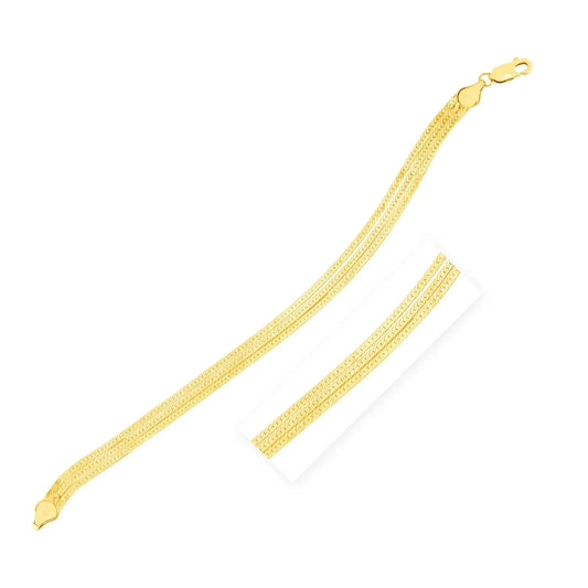 14k Yellow Gold 7 inch Three Strand Herringbone Chain Bracelet (1.80 mm) RCJ Bracelets  CELESTIA LUXE JEWELLERS
