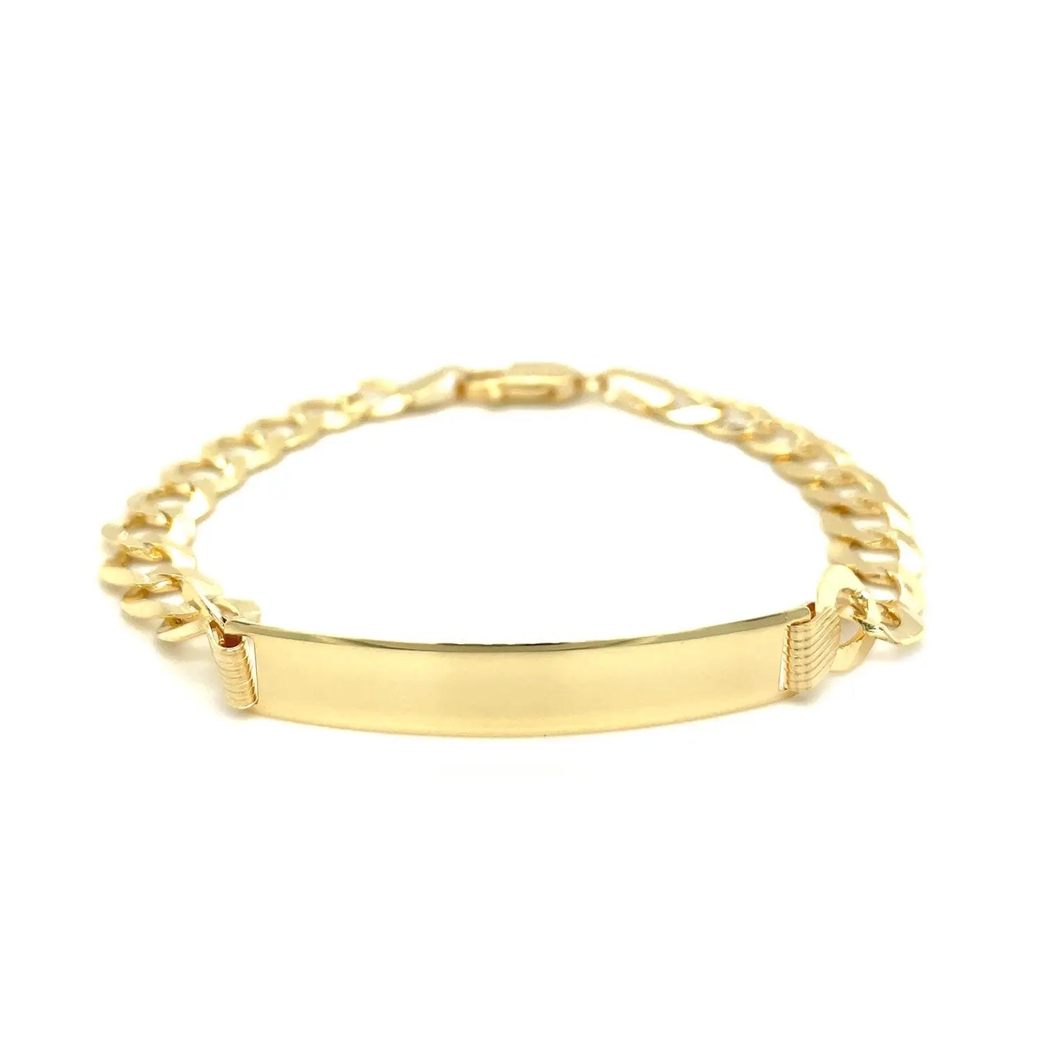 14k Yellow Gold 8 1/2 inch Mens Curb Chain ID Bracelet (8.30 mm) RCJ Bracelets  CELESTIA LUXE JEWELLERS