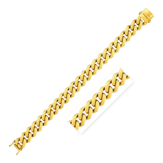 14k Yellow Gold 8 1/2 inch Wide Polished Curb Chain Bracelet (13.50 mm) RCJ Bracelets  CELESTIA LUXE JEWELLERS