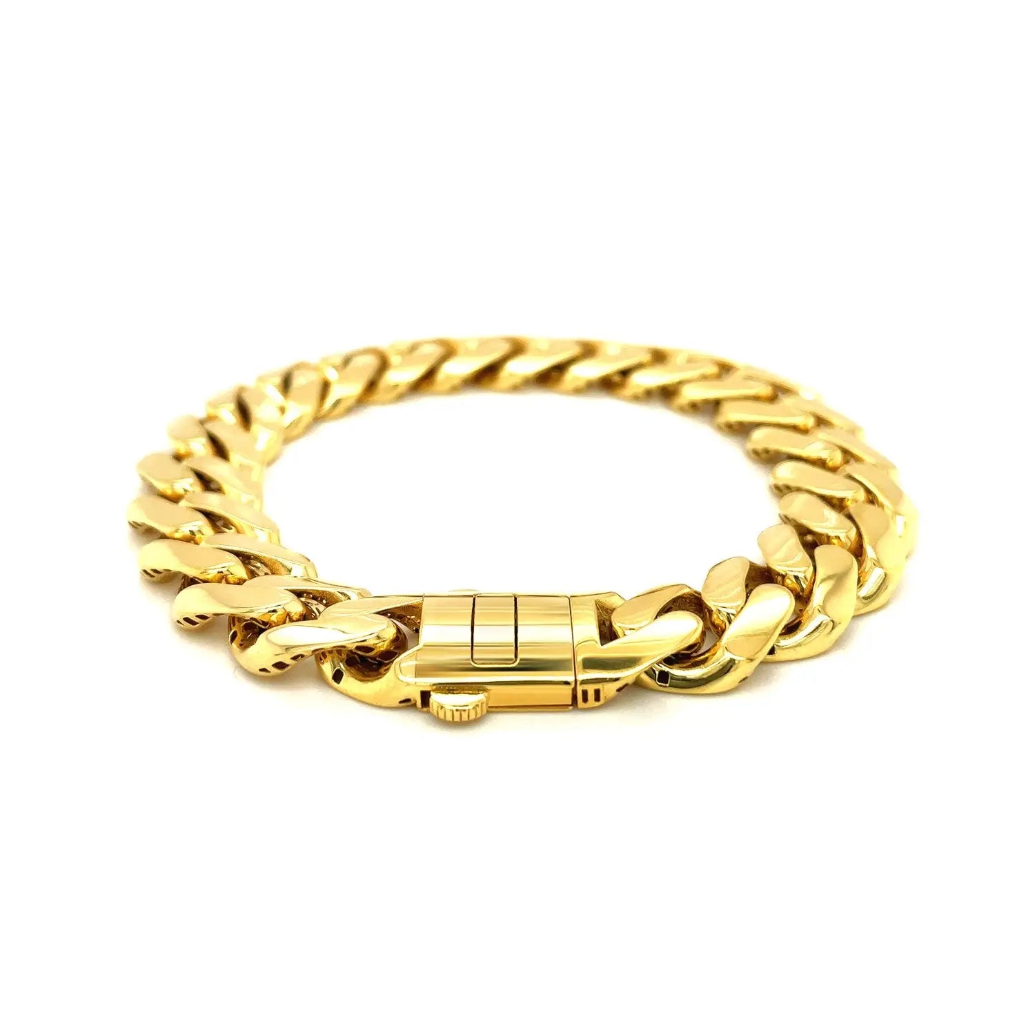 14k Yellow Gold 8 1/2 inch Wide Polished Curb Chain Bracelet (13.50 mm) RCJ Bracelets  CELESTIA LUXE JEWELLERS