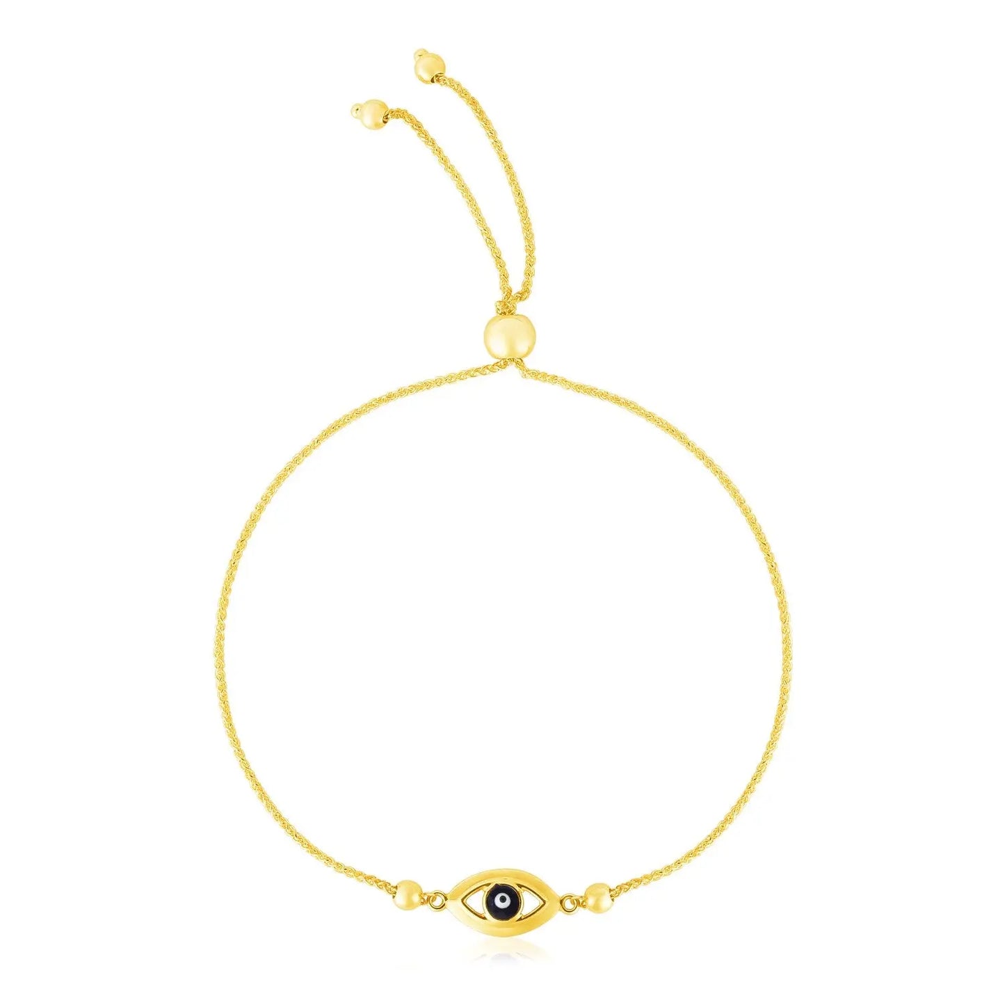 14k Yellow Gold Adjustable Evil Eye Bracelet (1.00 mm) RCJ Bracelets  CELESTIA LUXE JEWELLERS