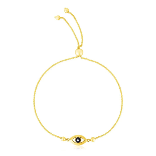 14k Yellow Gold Adjustable Evil Eye Bracelet (1.00 mm) RCJ Bracelets  CELESTIA LUXE JEWELLERS