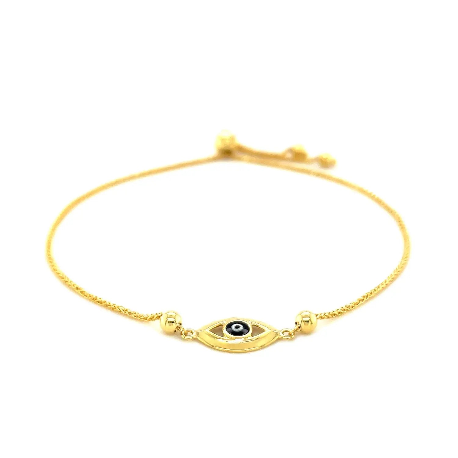 14k Yellow Gold Adjustable Evil Eye Bracelet (1.00 mm) RCJ Bracelets  CELESTIA LUXE JEWELLERS