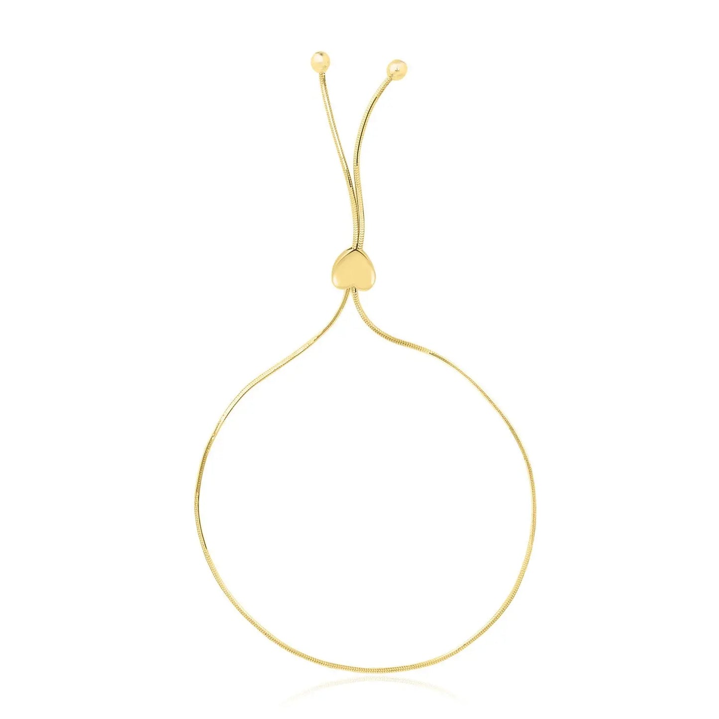 14k Yellow Gold Adjustable Lariat Style Heart Motif Bracelet (1.00 mm) RCJ Bracelets  CELESTIA LUXE JEWELLERS