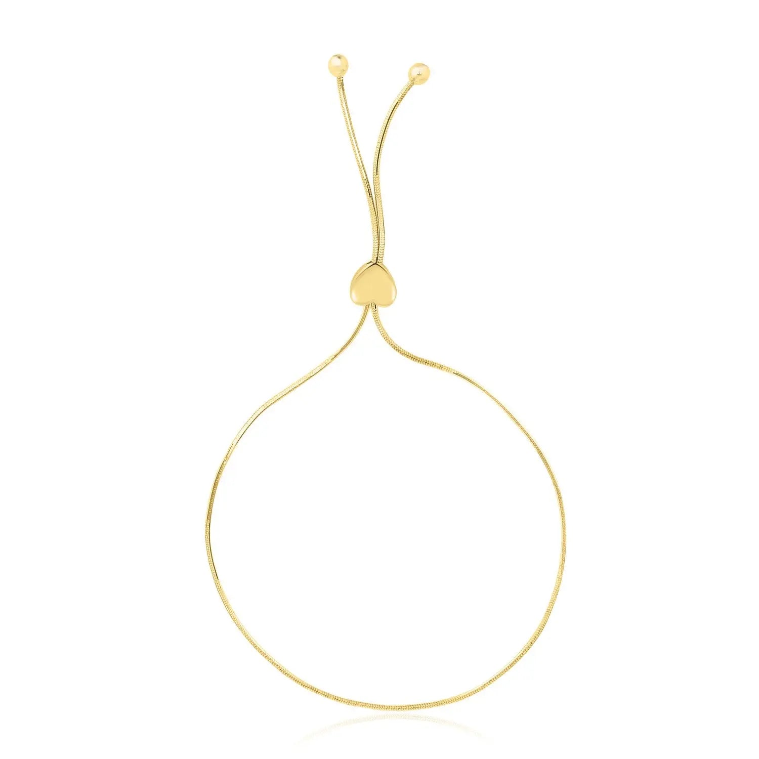 14k Yellow Gold Adjustable Lariat Style Heart Motif Bracelet (1.00 mm) RCJ Bracelets  CELESTIA LUXE JEWELLERS