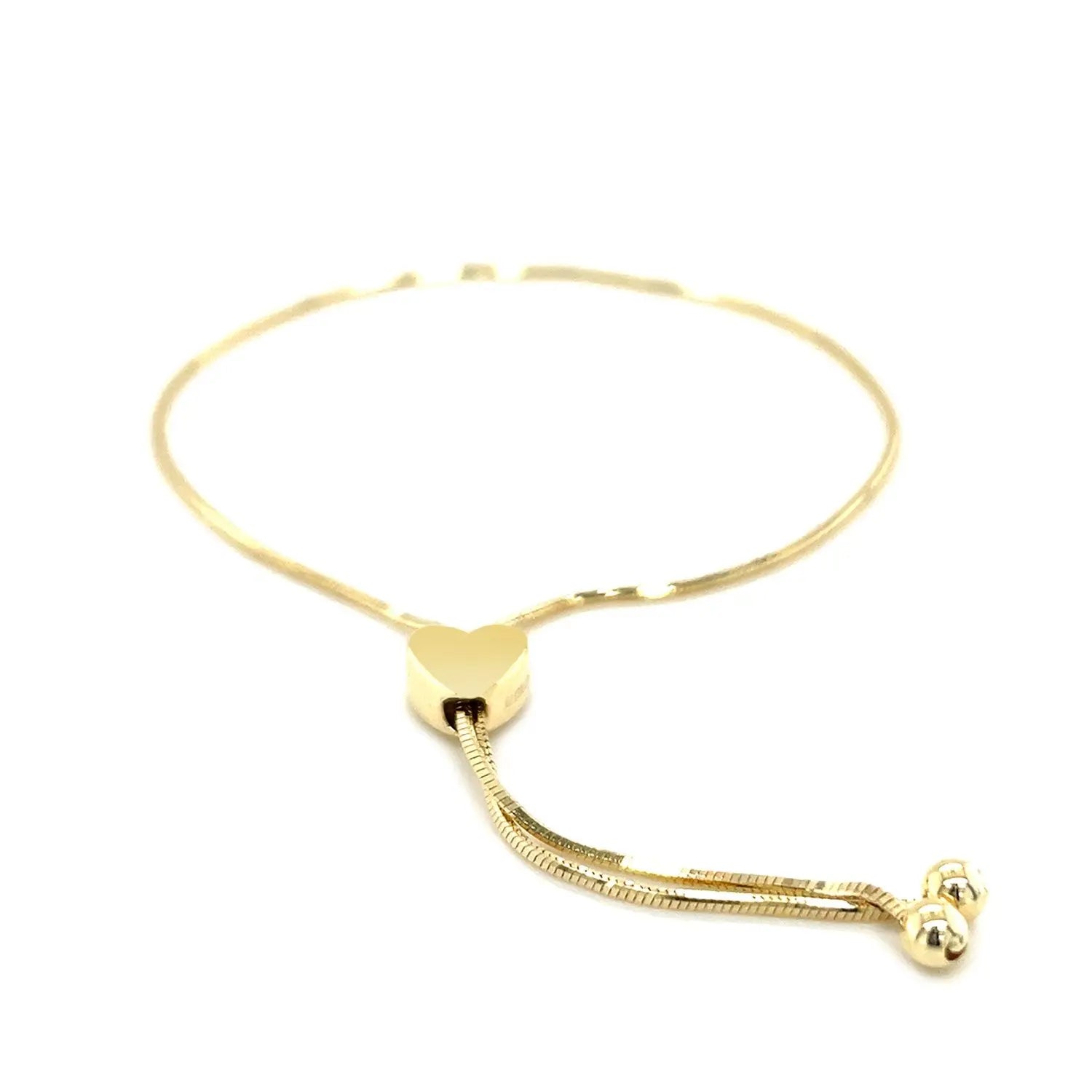14k Yellow Gold Adjustable Lariat Style Heart Motif Bracelet (1.00 mm) RCJ Bracelets  CELESTIA LUXE JEWELLERS