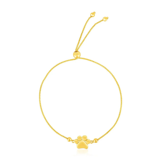 14k Yellow Gold Adjustable Paw Print Bracelet (1.10 mm) RCJ Bracelets  CELESTIA LUXE JEWELLERS