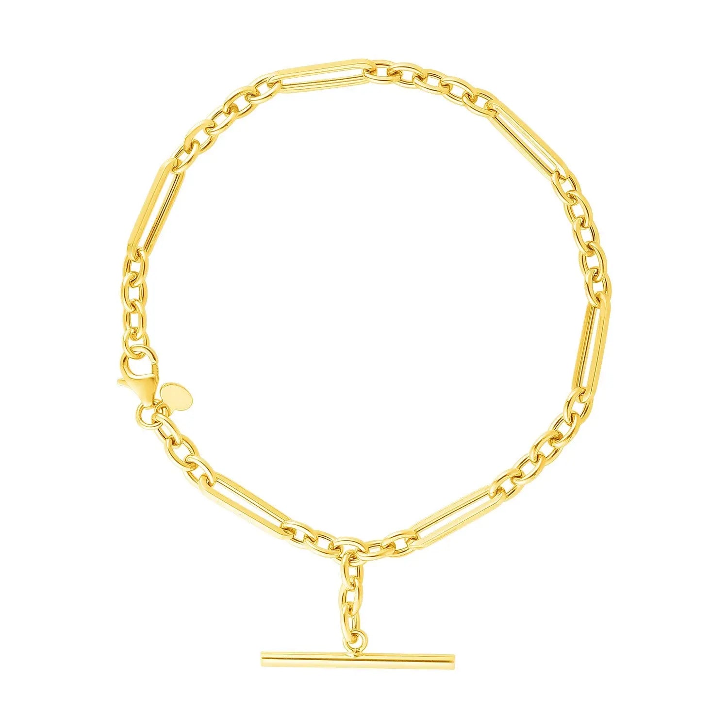 14k Yellow Gold Alternating Oval and Round Chain Bracelet with Toggle (3.90 mm) RCJ Bracelets  CELESTIA LUXE JEWELLERS
