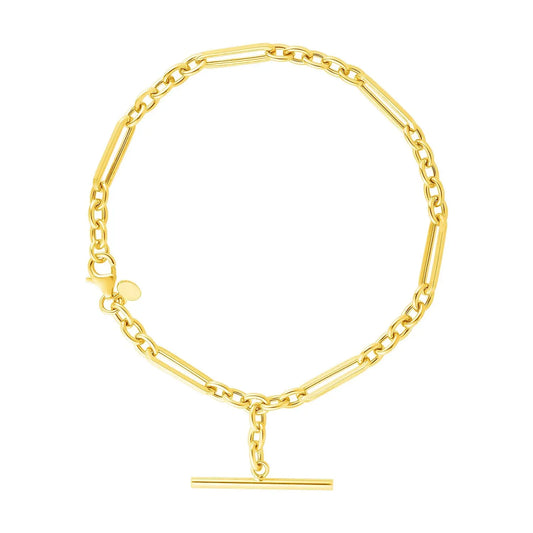 14k Yellow Gold Alternating Oval and Round Chain Bracelet with Toggle (3.90 mm) RCJ Bracelets  CELESTIA LUXE JEWELLERS