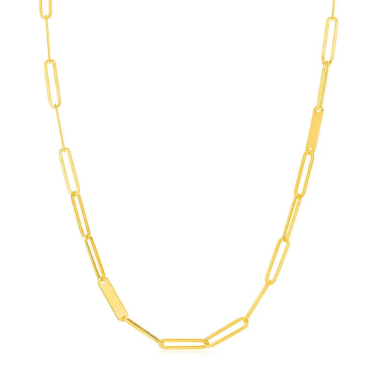 14k Yellow Gold Alternating Paperclip Chain Link and Gold Bar Necklace RCJ Necklaces  CELESTIA LUXE JEWELLERS