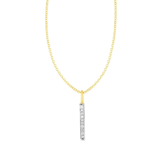 14k Yellow Gold Bar Pendant with Diamonds RCJ Pendants  CELESTIA LUXE JEWELLERS