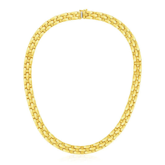 14k Yellow Gold Basket Weave Necklace RCJ Necklaces  CELESTIA LUXE JEWELLERS