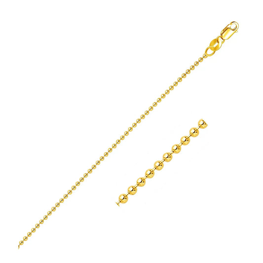 14k Yellow Gold Bead Chain 1.5mm (1.50 mm) RCJ Chains  CELESTIA LUXE JEWELLERS