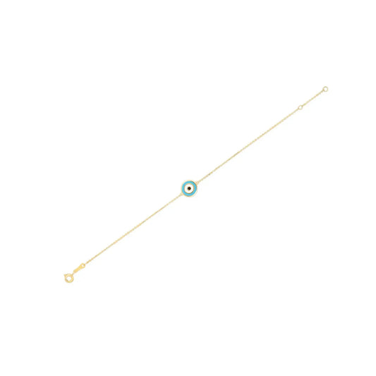 14k Yellow Gold Blue Evil Eye Bracelet (1.00 mm) RCJ Bracelets  CELESTIA LUXE JEWELLERS