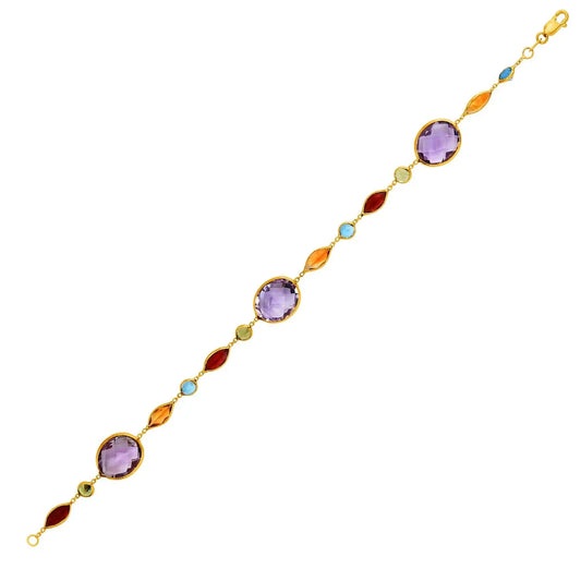 14k Yellow Gold Bracelet with Multi-Colored Stones (1.00 mm) RCJ Bracelets  CELESTIA LUXE JEWELLERS