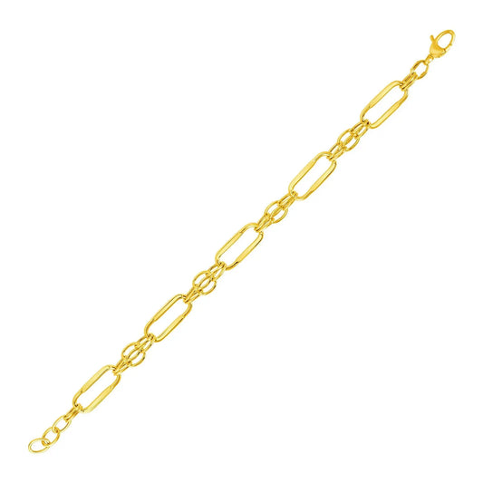 14k Yellow Gold Bracelet with Polished Rectangular Oval Links (8.20 mm) RCJ Bracelets  CELESTIA LUXE JEWELLERS