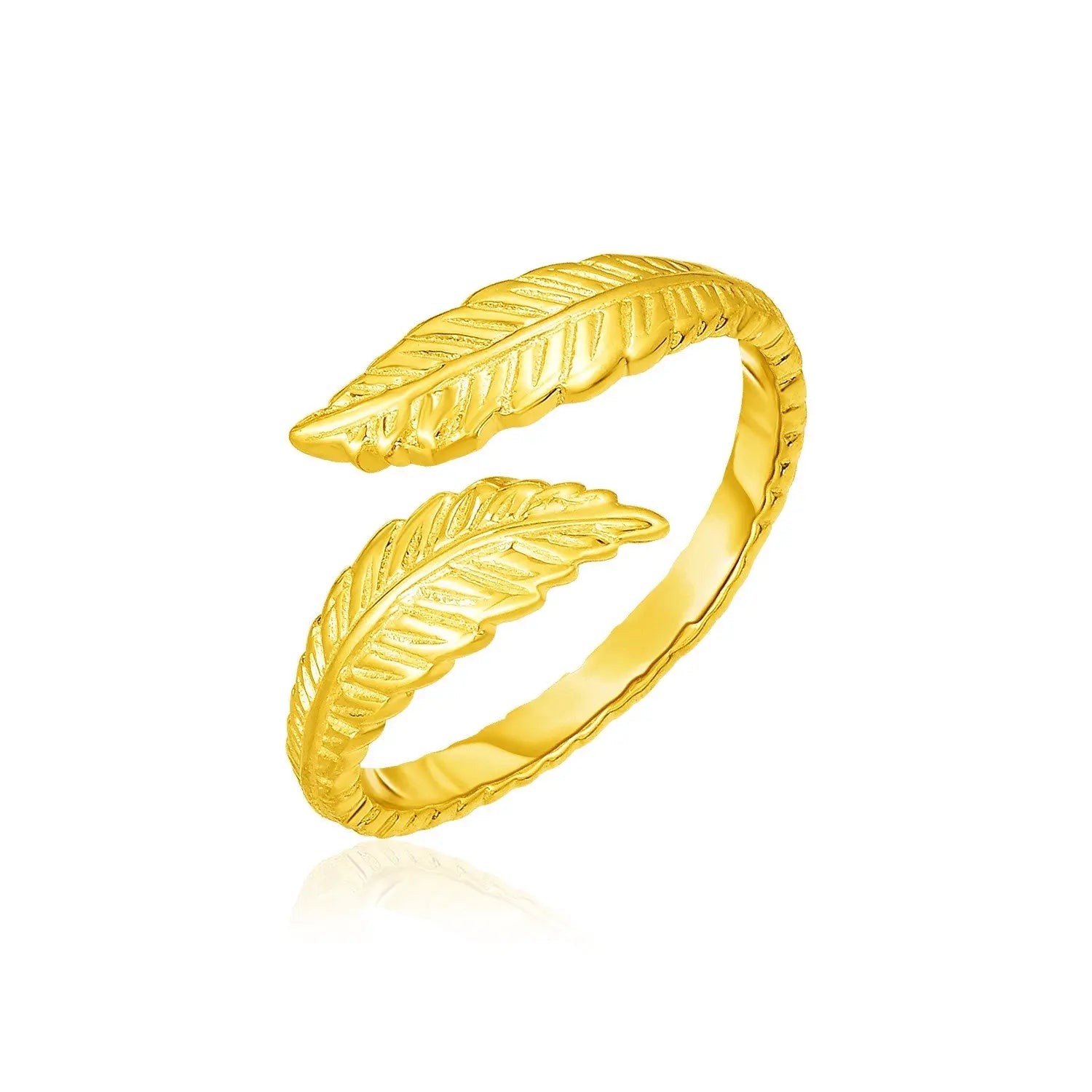 14k Yellow Gold Bypass Style Toe Ring with Leaves RCJ Toe Rings  CELESTIA LUXE JEWELLERS