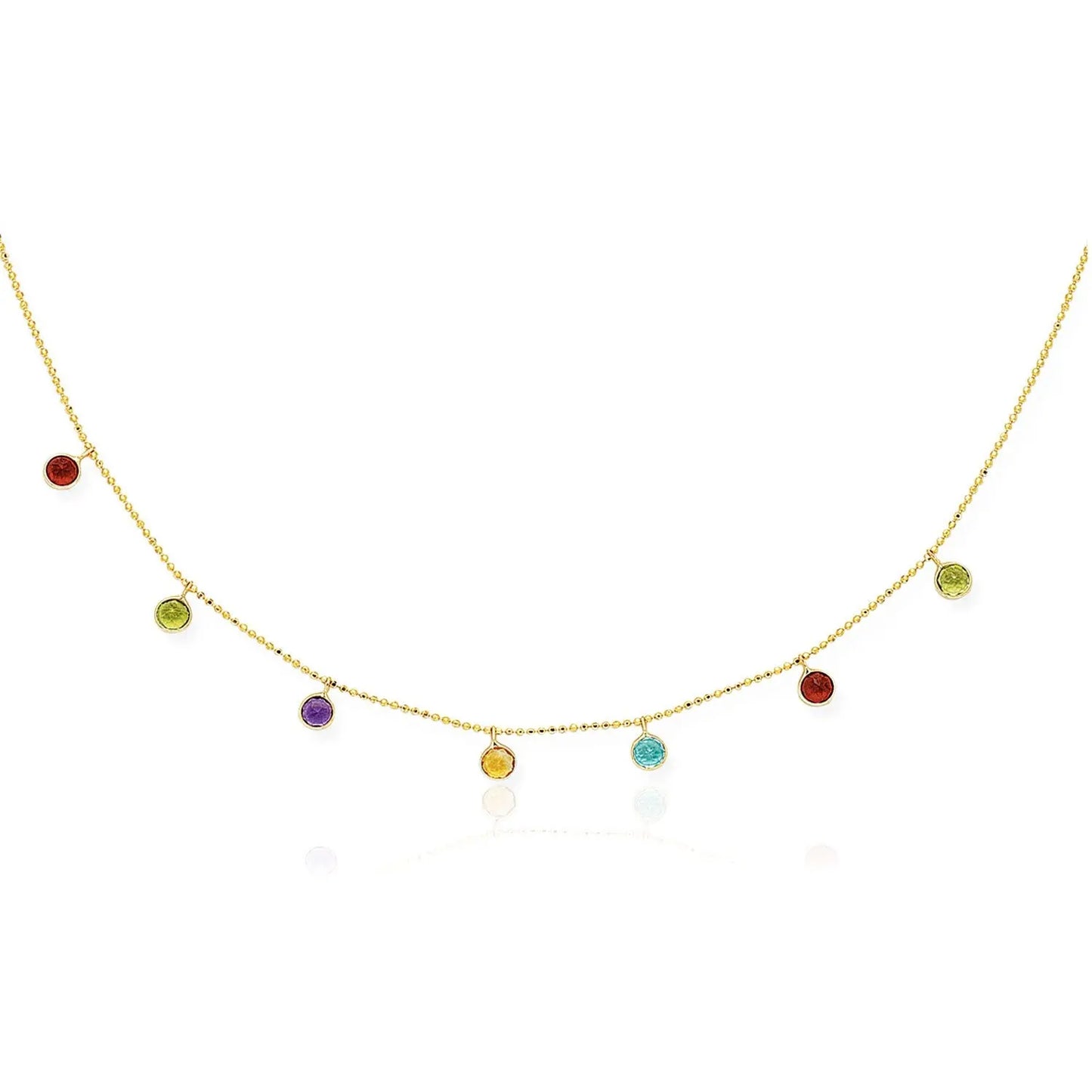 14k Yellow Gold Cable Chain Necklace with Round Multi-Tone Charms RCJ Necklaces  CELESTIA LUXE JEWELLERS
