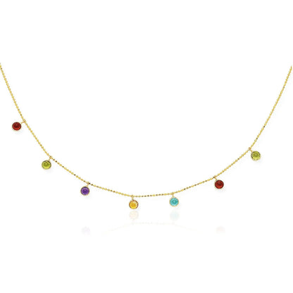 14k Yellow Gold Cable Chain Necklace with Round Multi-Tone Charms RCJ Necklaces  CELESTIA LUXE JEWELLERS