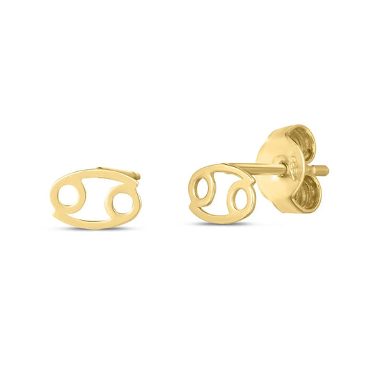 14k Yellow Gold Cancer Stud Earrings RCJ Earrings  CELESTIA LUXE JEWELLERS