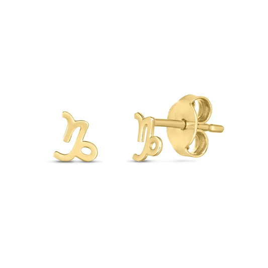 14k Yellow Gold Capricorn Stud Earrings RCJ Earrings  CELESTIA LUXE JEWELLERS