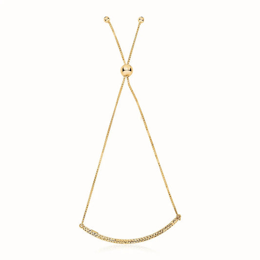 14k Yellow Gold Chain Bar Lariat Style Bracelet (1.00 mm) RCJ Bracelets  CELESTIA LUXE JEWELLERS