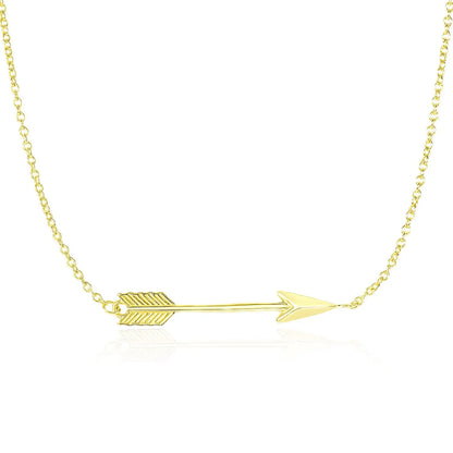 14k Yellow Gold Chain Necklace with Horizontal Arrow Pendant RCJ Necklaces  CELESTIA LUXE JEWELLERS