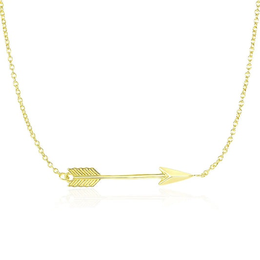 14k Yellow Gold Chain Necklace with Horizontal Arrow Pendant RCJ Necklaces  CELESTIA LUXE JEWELLERS