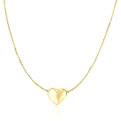14k Yellow Gold Chain Necklace with Sliding Puffed Heart Charm RCJ Necklaces  CELESTIA LUXE JEWELLERS