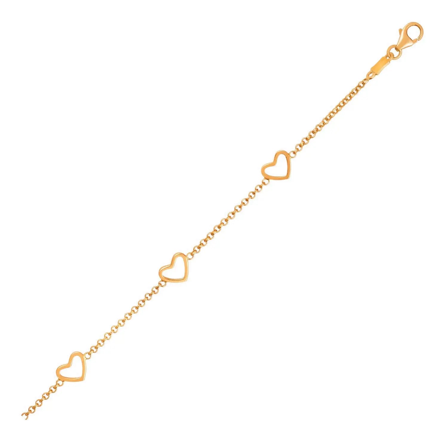 14k Yellow Gold Childrens Bracelet with Hearts RCJ Bracelets  CELESTIA LUXE JEWELLERS