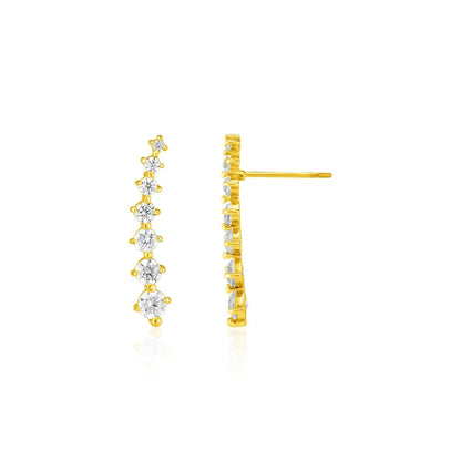 14k Yellow Gold Climber Post Earrings with Cubic Zirconias RCJ Earrings  CELESTIA LUXE JEWELLERS