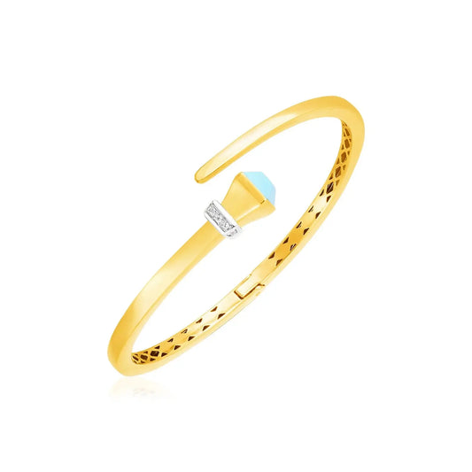 14k Yellow Gold Crossover Style Hinged Bangle Bracelet (3.40 mm) RCJ Bangles  CELESTIA LUXE JEWELLERS