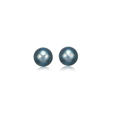 14k Yellow Gold Cultured Black Pearl Stud Earrings (6mm) RCJ Earrings  CELESTIA LUXE JEWELLERS