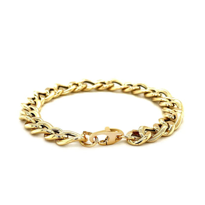 14k Yellow Gold Curb Chain Design with Diamond Cuts Bracelet (8.80 mm) RCJ Bracelets  CELESTIA LUXE JEWELLERS